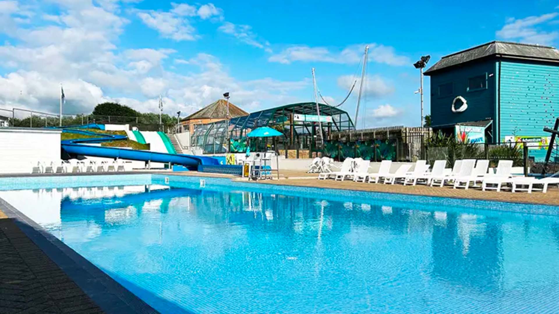 outdoor pool with slide