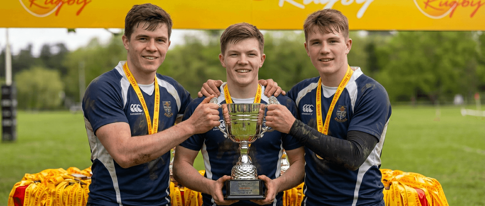player holding trophy